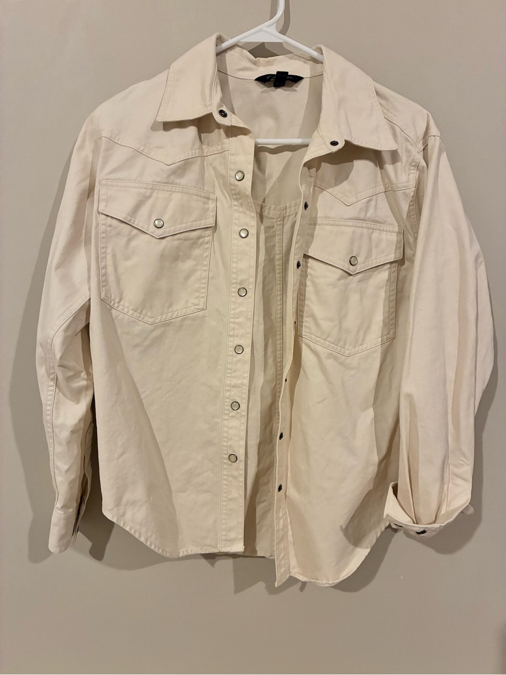 Banana Republic Off-White Button-Up Shirt with Black Label